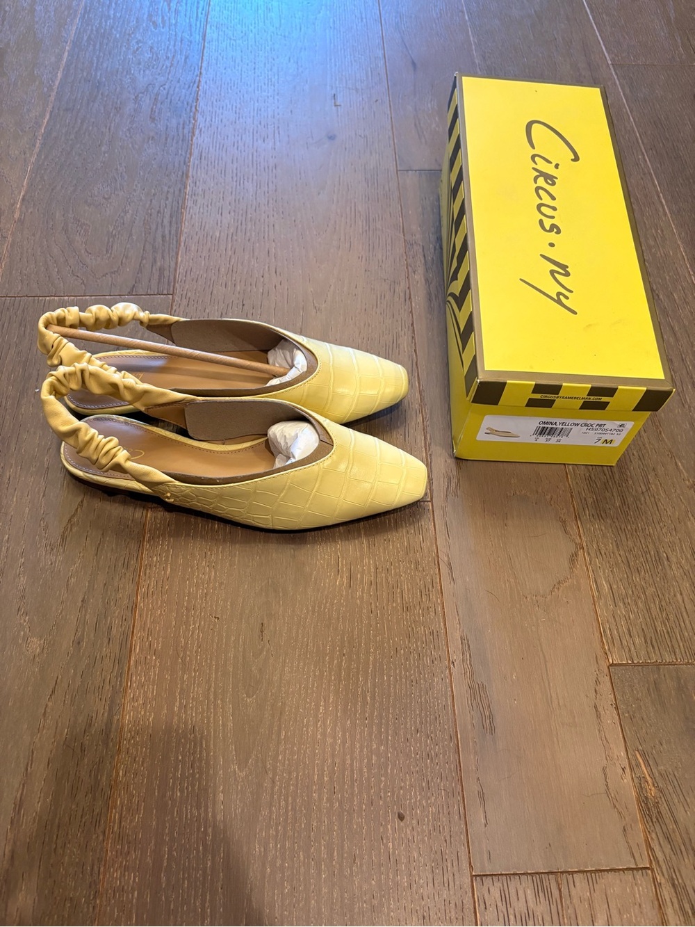 Circus by Sam Edelman $75 NIB Omina Yellow Faux Leather Croc Slingback Flats 7M - Picture 2 of 7